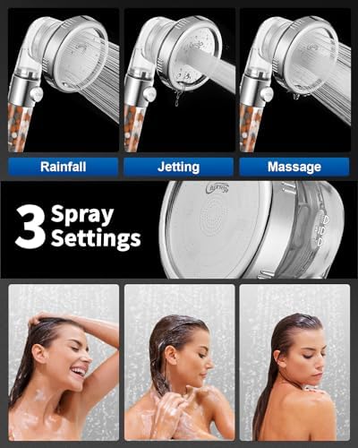 Filtered Shower Head with Handheld, High Pressure, for Hard Water