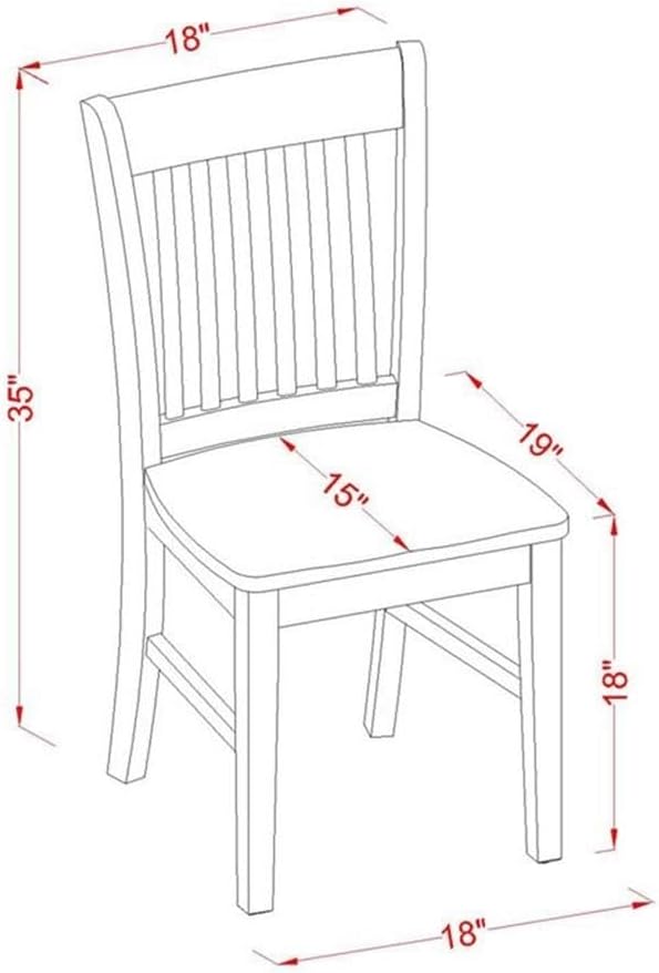 East West Furniture NFC-MAH-W Norfolk Dining Room Chairs - Slat Back Solid Wood Seat Chairs, Set of 2, Mahogany