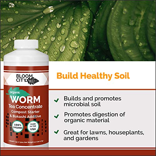 Organic Earthworm Tea Concentrate, Soil Microbe Booster, 1 Gal | For Compost & Plants, Improves Soil Health, Bokashi Bran Booster, Supports Nutrient Uptake, Easy Dilution Ratio