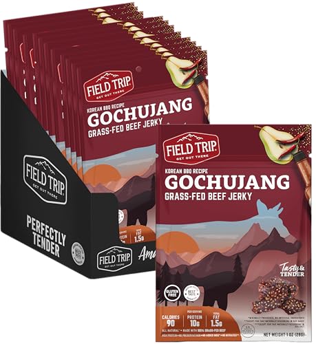Field Trip Beef Jerky, Original, 1 Oz Bag, 12 Bags/carton | Grass Fed Beef Jerky, Healthy Gluten Free Snacks, All Natural, Paleo-Friendly Beef Jerky, High Protein, Low Carb, No Nitrates