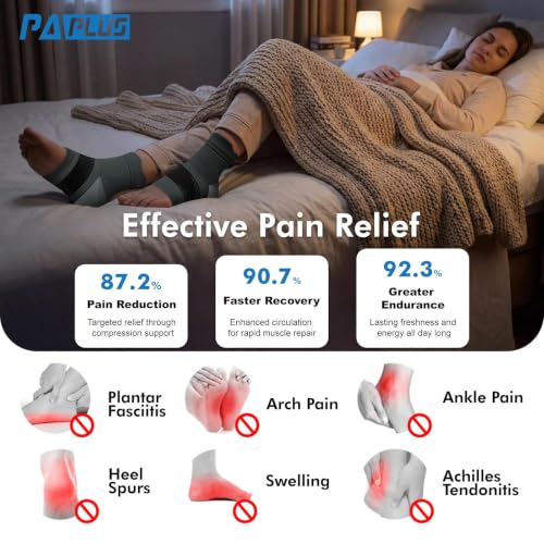 PAPLUS 6 Pairs Plantar Fasciitis Socks, Compression Socks with Arch Support