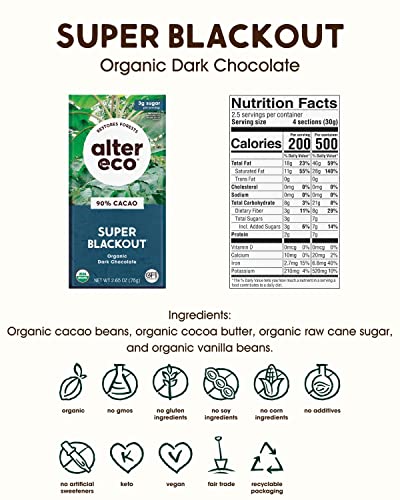 Alter Eco, Bar Chocolate Dark Super Blackout Organic, 2.65 Ounce