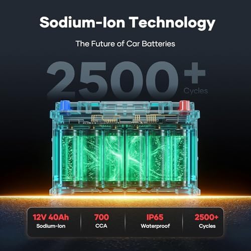 12V 70Ah Sodium Ion Car Battery, 1000CCA IP65 Waterproof Automotive Group Size 49 Battery for Car RV Marine