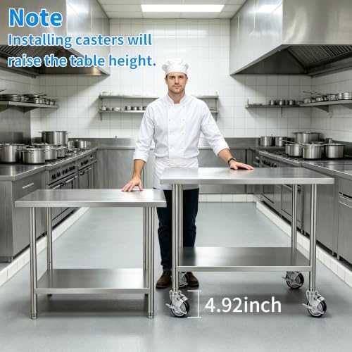 MySit 4 inch Work Table Caster Wheels for Commercial Kitchen Prep Tables