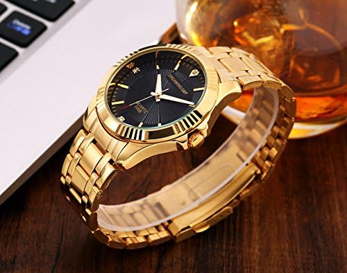 DREAMING Q&P Fq-005 Classic Style Gold Stainless Steel Mens Wrist Watches with Crystals for Man