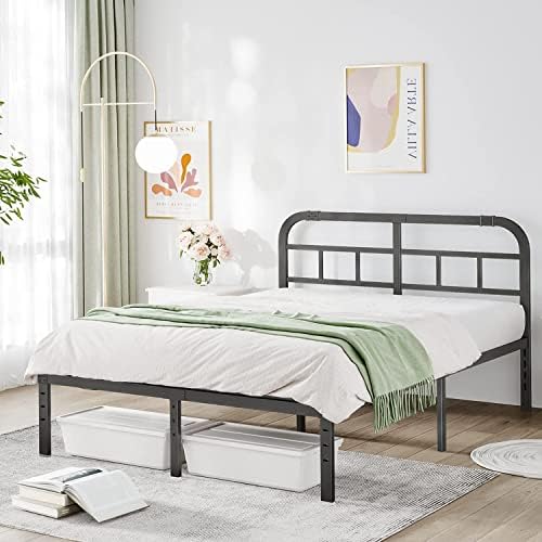 Queen 14" Heavy Duty Metal Platform Bed Frame with Headboard