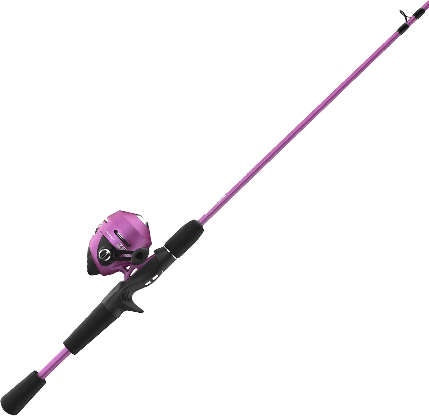 Zebco Slingshot Spincast Reel and Fishing Rod Combo, 2-Piece Fishing Pole, Right-Hand Retrieve, Pre-Spooled with 10-Pound Zebco Line