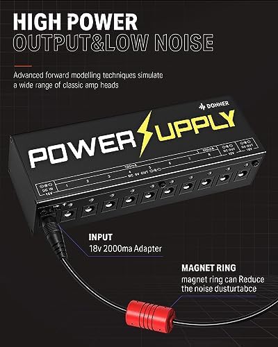 Donner DP-1 Guitar Power Supply 10 Isolated DC Output for 9V/12V/18V Effect Pedal