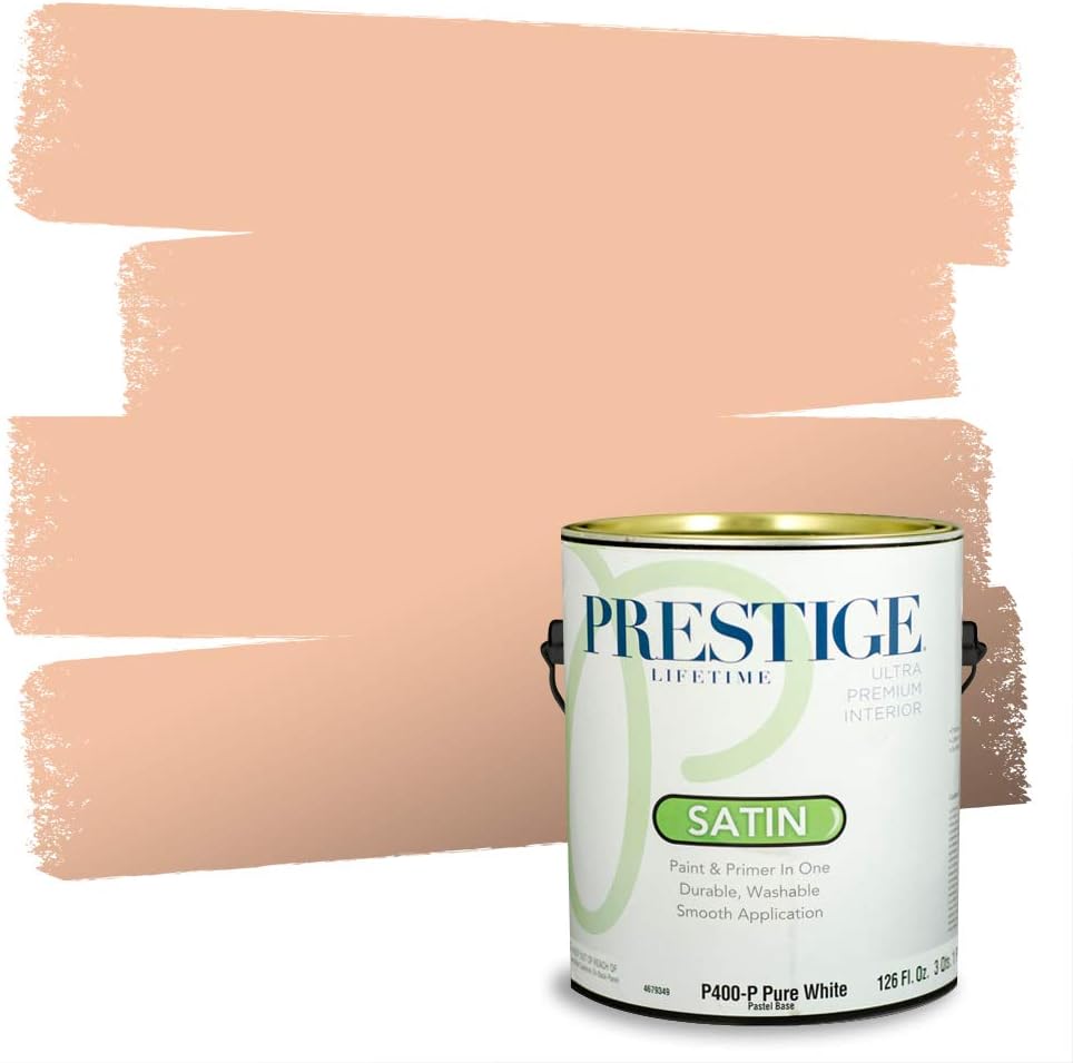 PRESTIGE Paints Exterior Paint and Primer In One, 1-Gallon, Semi-Gloss, Comparable Match of Sherwin Williams* Captivating Cream*