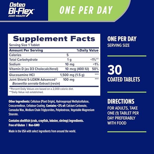 Osteo Bi-Flex One Per Day Vitamin D Supplement, 30 Coated Tablets | Improve Joint Function, Support Bone and Immune Health
