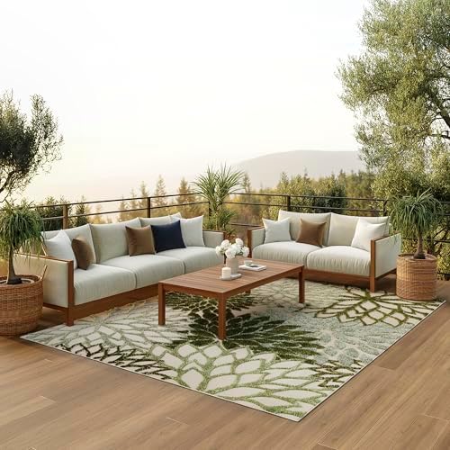 Nourison Home Aloha Indoor/Outdoor Black White 2'8" x 4' Area Rug, Tropical, Botanical, Easy Cleaning, Non Shedding, Bed Room, Living Room