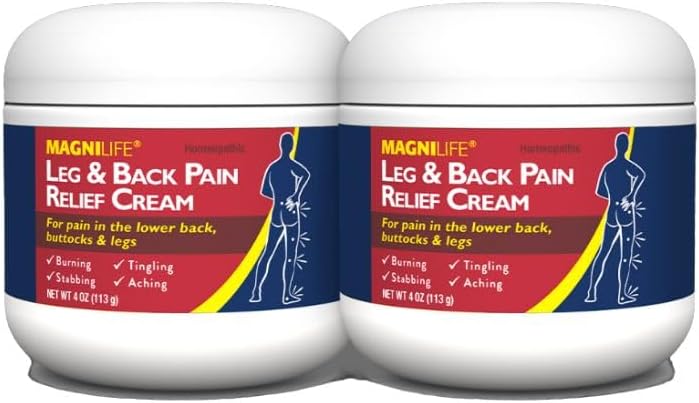 MagniLife Leg & Back Pain Relief Cream (4 oz), Topical Support for Leg Pain & Lower Back Discomfort, Fast Absorbing, No Residue, Mild Scent, Massage-in Formula
