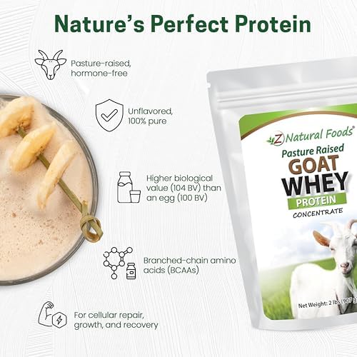 Z Natural Foods Goat Whey Protein Powder Concentrate - Pasture Raised, 1 lb