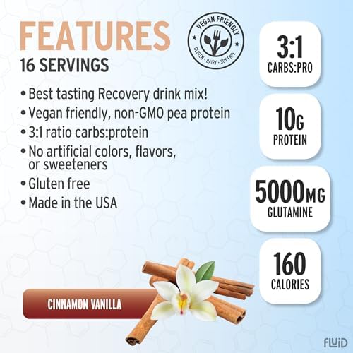 Fluid Recovery, Post-Workout Drink Mix, Whey Isolate Protein, L-Glutamine, Carbs, All Natural Ingredients, Gluten-Free, Lactose-Free (Tropical Fruit)