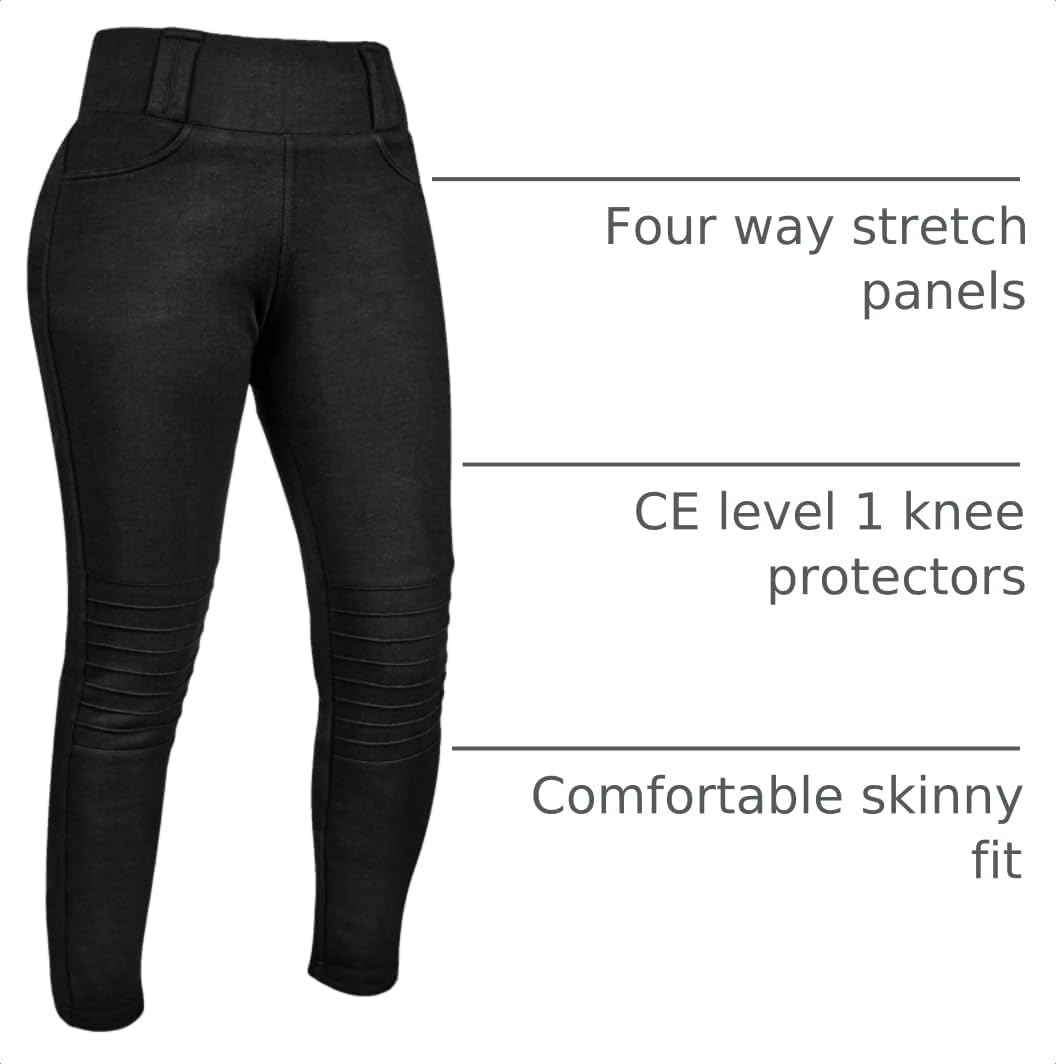 GREAT BIKERS GEAR - Women Motorcycle Leggings Riding Ladies Pants Protective Cargo Motorbike with Free Ce Protectors Armored