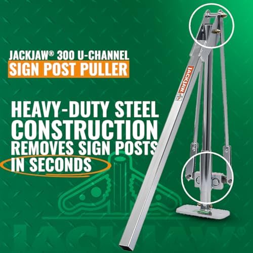 JACKJAW 300 U-Channel Sign Post Puller - Fast, Easy & Safe Removal for U-Channel Sign Posts, T Posts, and Ground Rods Ideal for Road Signs and More.