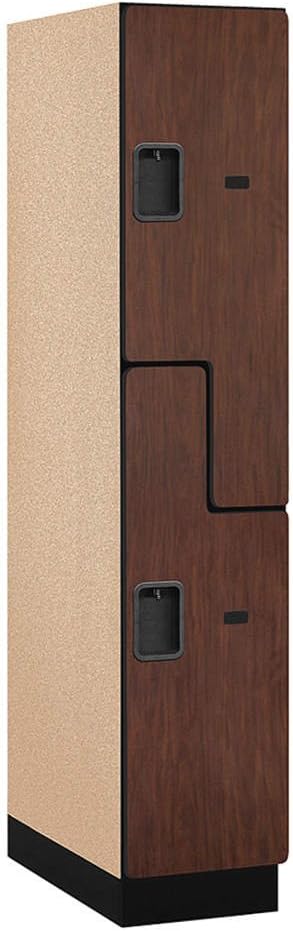 Salsbury Industries 2-Tier S-Style Extra Wide Designer Wood Locker with One Wide Storage Unit, 6-Feet High by 24-Inch Deep, Mahogany