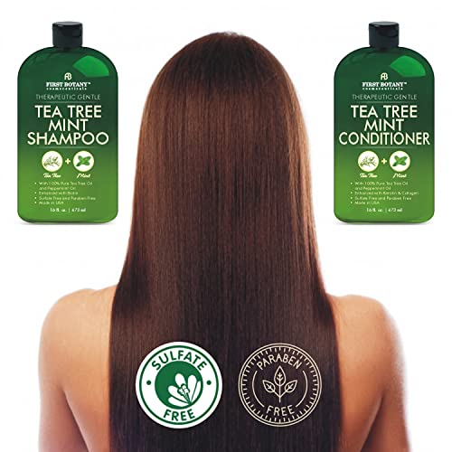 First Botany Tea Tree Mint Shampoo & Conditioner for Men & Women - Pure Tea Tree & Peppermint Oil - Fights Hair Loss, Dandruff, Lice & Itchy Scalp