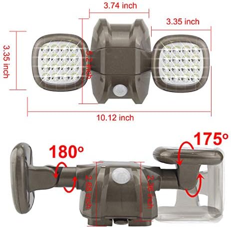 HONWELL Motion Sensor Light Outdoor Battery Operated Outside Security Flood Light Cordless IP65 Waterproof 32 LED Dual Head Spotlights