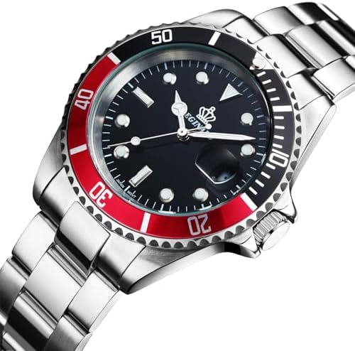 FANMIS Mens Luxury Watches Rotatable Bezel Sapphire Glass Luminous Hand Quartz Silver Tone Stainless Steel Watch