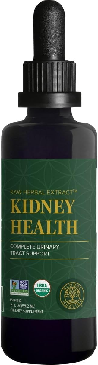 Global Healing USDA Organic Kidney Health with Cranberry & Hydrangea - Kidney Cleanse Liquid Supplement & Stones Dissolver for Urinary Health
