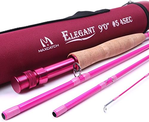 Maxcatch Women's Elegant Pink Fly Fishing Rod: 2/5-weight with Rod Tube