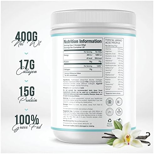 Revive Naturals Multi Collagen Hydrolyzed Protein Powder (16oz) - Types I, II, III, V & X - Grass Fed Bovine, Wild Caught Marine, Free Roaming Chicken & Eggshell Collagen Peptides,