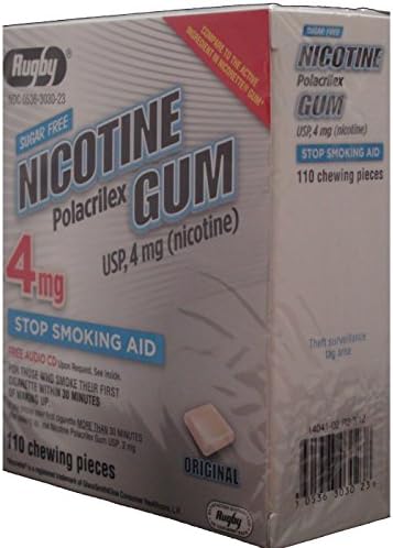 Nicotine Gum 4mg Sugar Free Original Generic for Nicorette 110 Pieces per Box Pack of 3 Total 300 Pieces
