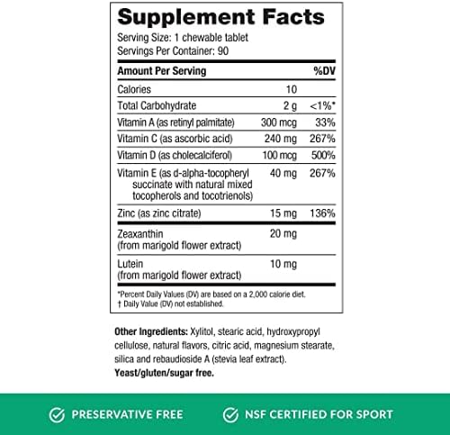 EyePromise Vizual Edge Eye Supplements, 30 Chewable Tablets, Citrus Flavor | Eye Vitamins for Macular Support & Enhanced Visual Performance with Zinc, Lutein and Zeaxanthin (Packaging May Vary)