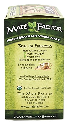 The Mate Factor Fresh Green Organic Yerba Mate Tea - 24 Tea Bags