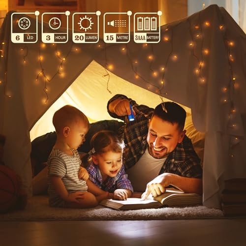 FASTPRO 20-Pack Aluminum 6-LED Flashlights Set with AAA Batteries Included | Mini Flashlights with Lanyard, Flashlights Bulk, Holiday Gifts