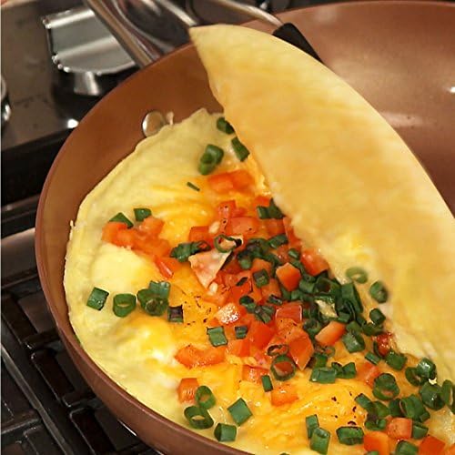 Copper Chef 10 Inch Round Frying Pan With Lid - Skillet with Ceramic Non Stick Coating. Perfect Cookware For Saute And Grill