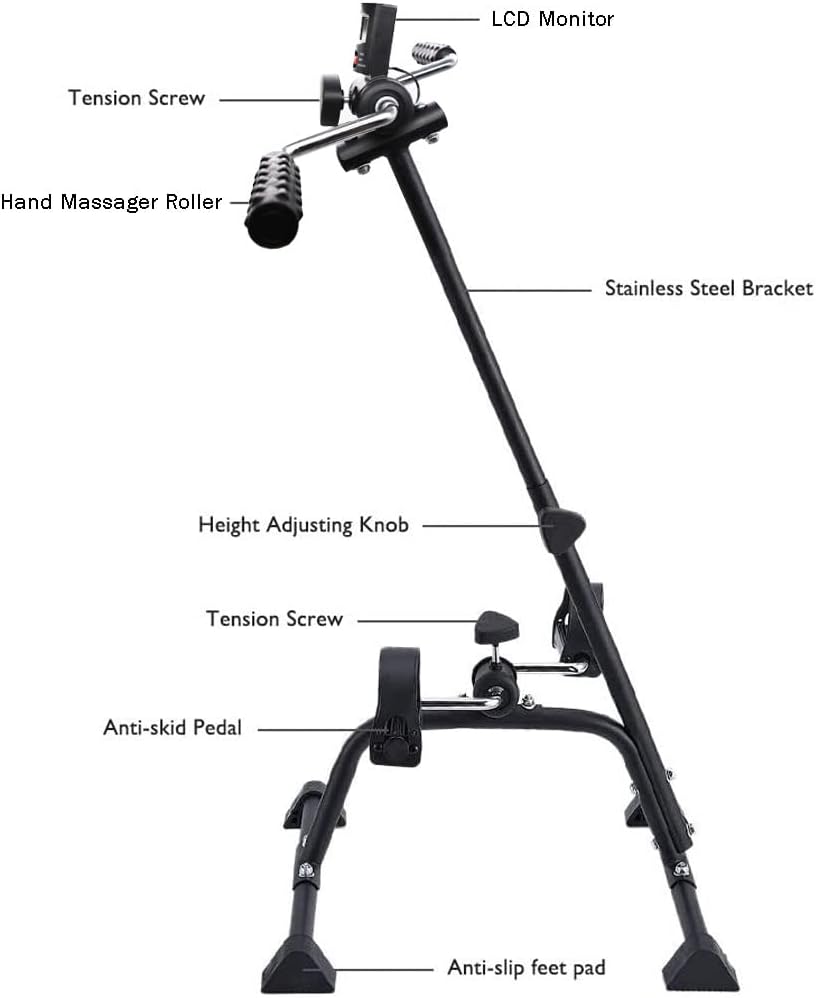 Pedal Exerciser Bike Hand Arm Leg and Knee Peddler Adjustable Fitness Equipment for Seniors, Elderly Home Pedal Exercise Bike for Total Body