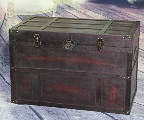 Vintiquewise QI003041LNEW Antique Style Wooden Steamer Trunk