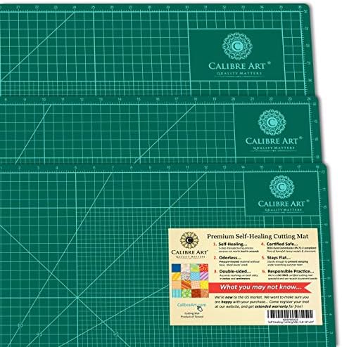 Calibre Art Self Healing Rotary Cutting Mat, Full 24x36, Best for Quilting | Ideal for Quilting and Sewing, Thick, Warp-Proof & Odorless, EN 71-3 Certified. Not From China.