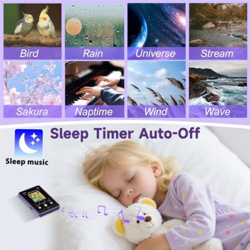 32GB MP3 Player with Bluetooth 5.3 Auto Reconnect, Zinc Alloy Frame | Built-in Speaker & White Noise, 2.8" Touchscreen, 48H Battery, Resume Playback