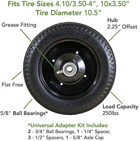 Marathon Industries 00210 Universal Fit, Flat Free, Hand Truck/All Purpose Utility Tire