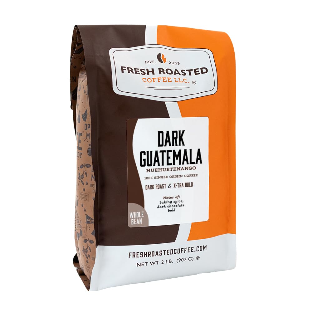 Fresh Roasted Coffee, Dark Brazil Whole Bean Coffee, Med-Dark Roast, Kosher, 5 lb (80 oz)