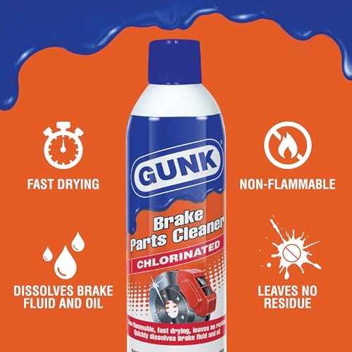 GUNK Brake Parts Cleaner – Non-Flammable Brake Cleaner Spray Can – Fast-Drying Formula for Pads, Rotors & Calipers, Removes Dust, Grease & Oil, Leaves No Residue – 19 oz (Case of 12)