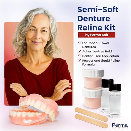 Perma Soft Denture Reliner Kit - Relines 2 Denture Plates - Semi Soft DIY Denture Liner for Upper and Lower