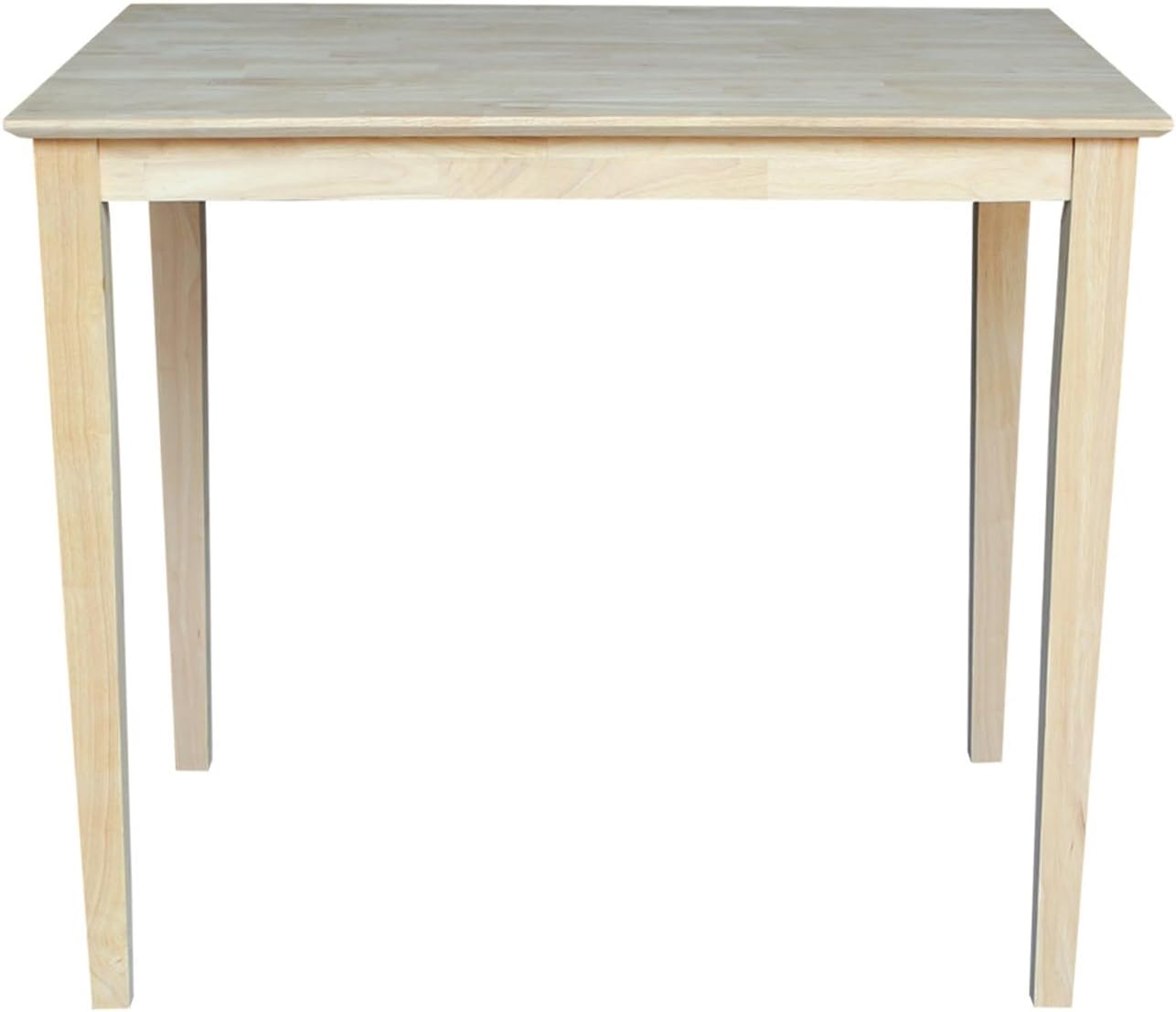 International Concepts Table Top Solid with Wood Bar Height Shaker Legs, 30 by 48-Inch, Unfinished