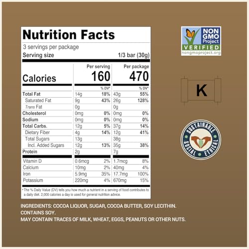 Chocolove Extra Strong Dark Chocolate Bars | 77% Cocoa | Strong & Smooth Premium Dark Chocolate | Rainforest Alliance Certified, Non-GMO