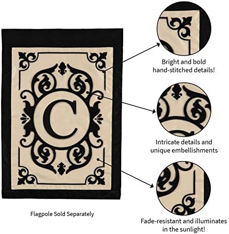 Cambridge Monogram Garden Applique Flag, Letter C - 13 x 1 x 18 Inches