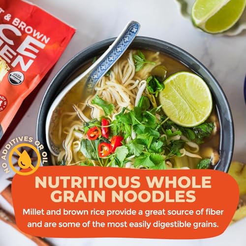 Lotus Foods Organic Millet & Brown Rice Ramen - 10 Oz Bags (Pack of 6) | Gluten Free Rice Ramen, Whole Grain Ramen Noodles, Low Sodium Rice Noodles, USDA Organic, Vegan