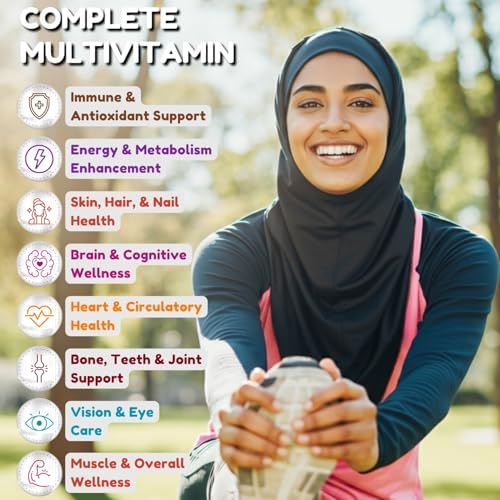 SHIFAA NUTRITION Halal Multivitamins for Women, Men & Adults, 30 Servings | Iron, Vitamin A, B6, B12, Biotin, Niacin, C, D3, E, Zinc, Calcium