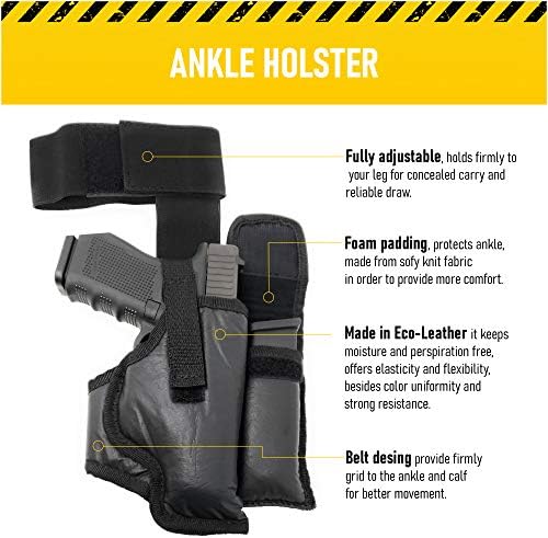 Houston Gun Holsters Ankle Holster, Glk 26/27, 33, Right Hand