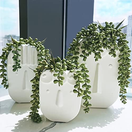 4 pcs Artificial Hanging Succulents Faux Burro's Tail Picks Trailing String of Pearls Succulent Fake Greenery Sprays 13.4" L for Basket Planter