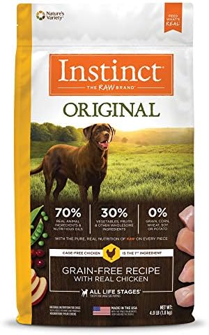 Instinct Original Dry Dog Food, Raw Coated Kibble, Real Chicken, 4 lb. Bag | Raw-coated kibble with cage-free chicken for strong muscles, digestive health, and healthy skin & coat, grain-free
