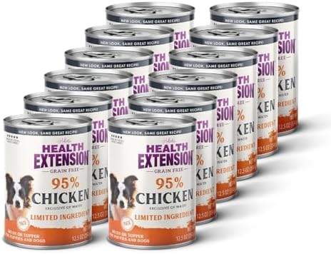 Health Extension 95% Beef Grain-Free Wet Dog Food, High Protein Recipe, Limited Ingredients, Picky Eaters, Ideal for Sensitive Stomachs 5.5 oz (Case of 24)
