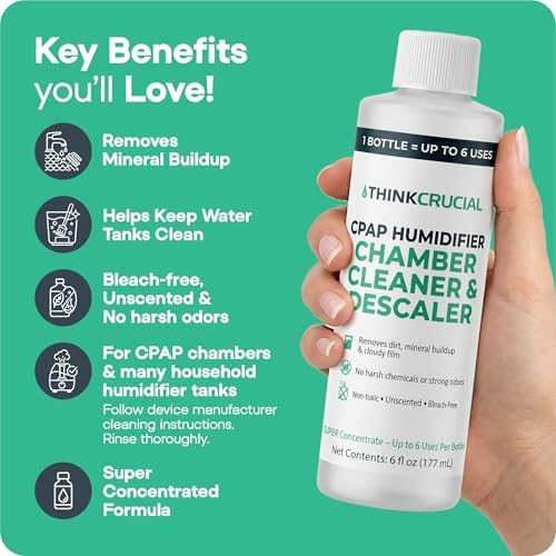 Think Crucial 6x Uses CPAP Cleaner & Descaler for Humidifier Chambers – Super Concentrated Cleaning Descaling Solution for CPAP Water Tanks –